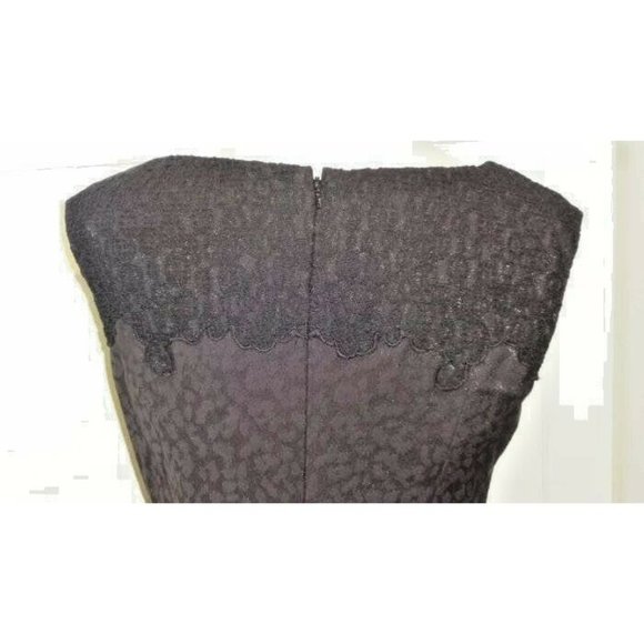 Adrianna Papell Lace Yoke Jacquard Dress Black 8 NEW - Picture 8 of 10